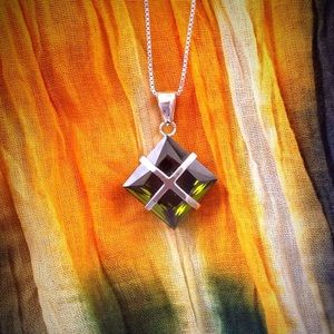 Tourmaline Cubic Zirconia Sterling Silver pendant